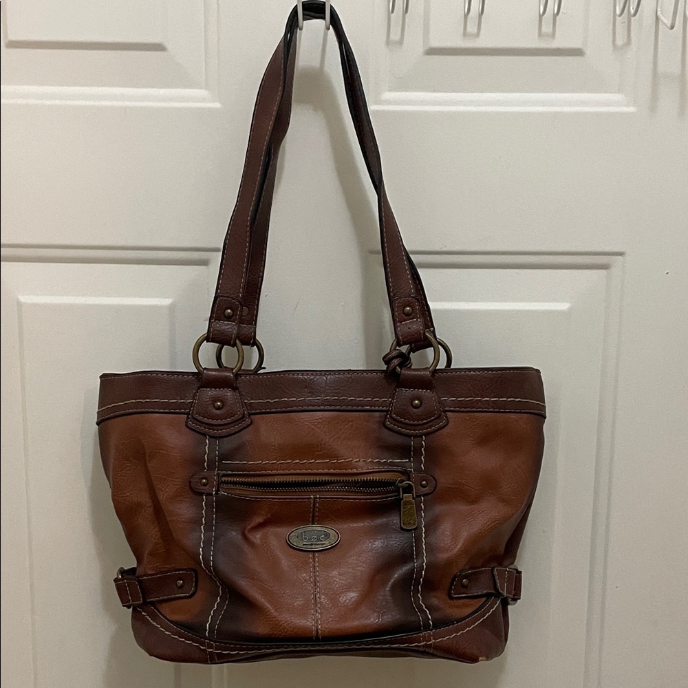BORN CONCEPT Elegant Brown PVC Shoulder Bag